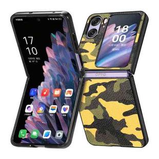 For OPPO Find N2 Flip Camouflage Leather Back Cover Phone Case(Yellow)