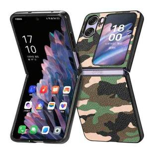 For OPPO Find N2 Flip Camouflage Leather Back Cover Phone Case(Green)