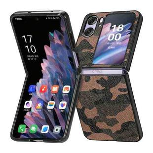 For OPPO Find N2 Flip Camouflage Leather Back Cover Phone Case(Brown)