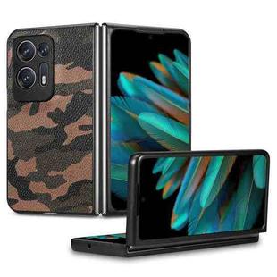 For OPPO Find N2 Camouflage Leather Back Cover Phone Case(Brown)