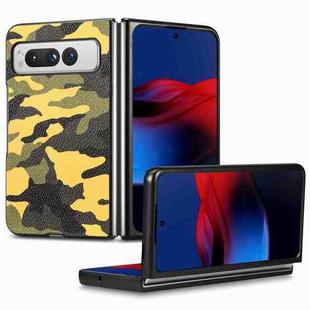 For Google Pixel Fold Camouflage Leather Back Cover Phone Case(Yellow)