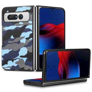 For Google Pixel Fold Camouflage Leather Back Cover Phone Case(Blue)