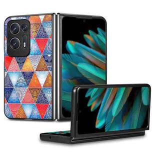 For OPPO Find N2 Colored Drawing Leather Skin Back Cover Phone Case(Rhombus Mandala)