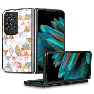 For OPPO Find N2 Colored Drawing Leather Skin Back Cover Phone Case(Rhombus)