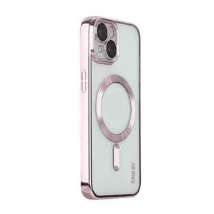 For iPhone 13 ENKAY Electroplated MagSafe Shockproof TPU Phone Case with Lens Film(Pink)
