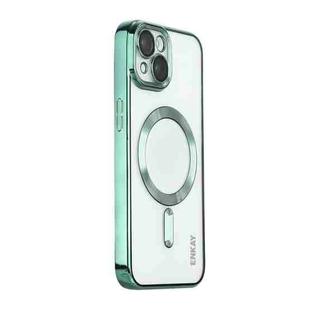 For iPhone 13 ENKAY Electroplated MagSafe Shockproof TPU Phone Case with Lens Film(Green)