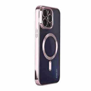 For iPhone 14 Pro Max ENKAY Electroplated MagSafe Shockproof TPU Phone Case with Lens Film(Pink)