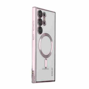 For Samsung Galaxy S22 Ultra 5G ENKAY Electroplated MagSafe Shockproof TPU Phone Case with Lens Film(Pink)