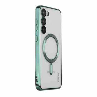 For Samsung Galaxy S23 ENKAY Hat-Prince Magnet Slim Clear Case Electroplated Shockproof Camera Protection Cover(Green)