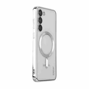 For Samsung Galaxy S23 ENKAY Hat-Prince Magnet Slim Clear Case Electroplated Shockproof Camera Protection Cover(Silver)