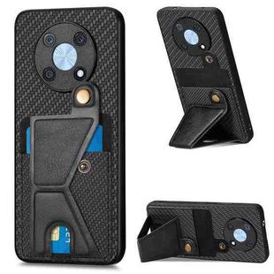For Huawei nova Y90 Carbon Fiber Wallet Flip Card Holder Phone Case(Black)