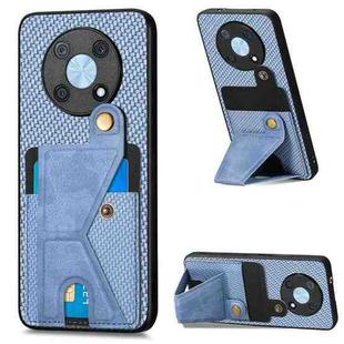 For Huawei nova Y90 Carbon Fiber Wallet Flip Card Holder Phone Case(Blue)