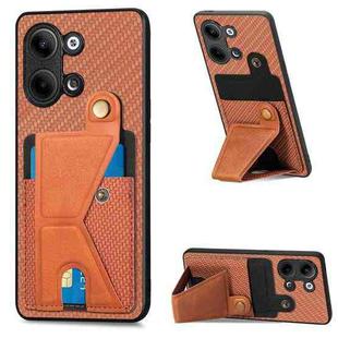 For OPPO Reno9 Carbon Fiber Wallet Flip Card Holder Phone Case(Brown)