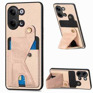 For OPPO Reno9 Carbon Fiber Wallet Flip Card Holder Phone Case(Khaki)