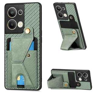 For OPPO Reno9 Pro+ Carbon Fiber Wallet Flip Card Holder Phone Case(Green)