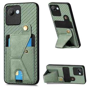 For Realme C30 Carbon Fiber Wallet Flip Card Holder Phone Case(Green)