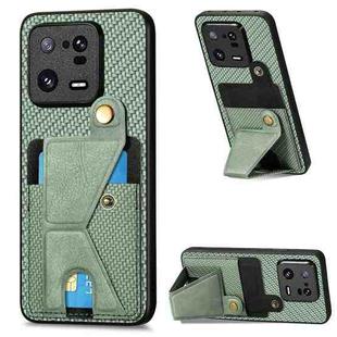 For Xiaomi 13 Pro Carbon Fiber Wallet Flip Card Holder Phone Case(Green)