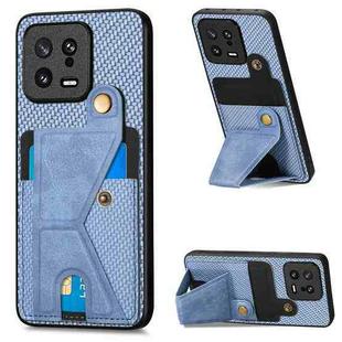 For Xiaomi 13 Carbon Fiber Wallet Flip Card Holder Phone Case(Blue)