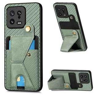 For Xiaomi 13 Carbon Fiber Wallet Flip Card Holder Phone Case(Green)
