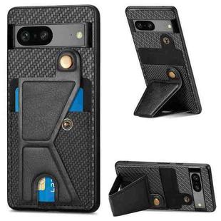 For Google Pixel 7A Carbon Fiber Wallet Flip Card Holder Phone Case(Black)