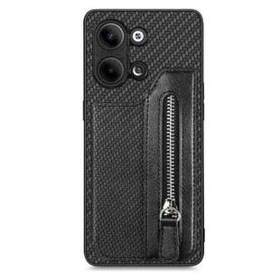 For OPPO Reno9 Carbon Fiber Flip Zipper Wallet Phone Case(Black)