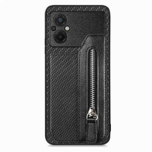 For Xiaomi Poco M5 4G Carbon Fiber Flip Zipper Wallet Phone Case(Black)