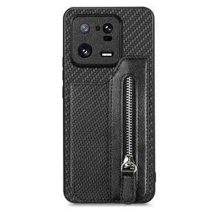 For Xiaomi 13 Pro Carbon Fiber Flip Zipper Wallet Phone Case(Black)