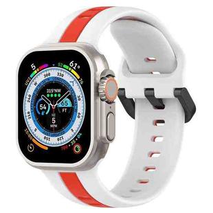 Two-Color Loop Buckle Silicone Watch Band For Apple Watch Ultra 49mm(White+Red)