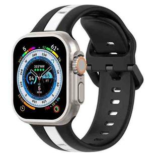 Two-Color Loop Buckle Silicone Watch Band For Apple Watch Ultra 49mm(Black+White)