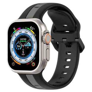 Two-Color Loop Buckle Silicone Watch Band For Apple Watch Ultra 49mm(Black+Grey)