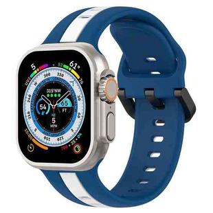 Two-Color Loop Buckle Silicone Watch Band For Apple Watch Ultra 49mm(Blue+White)