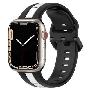 Two-Color Loop Buckle Silicone Watch Band For Apple Watch Series 8&7 45mm / SE 2&6&SE&5&4 44mm / 3&2&1 42mm(Black+White)