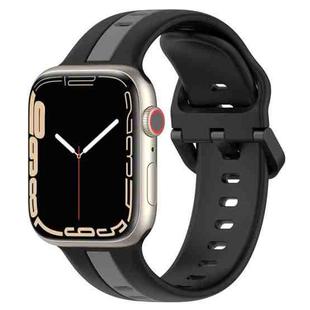 Two-Color Loop Buckle Silicone Watch Band For Apple Watch Series 8&7 45mm / SE 2&6&SE&5&4 44mm / 3&2&1 42mm(Black+Grey)