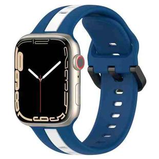 Two-Color Loop Buckle Silicone Watch Band For Apple Watch Series 8&7 45mm / SE 2&6&SE&5&4 44mm / 3&2&1 42mm(Blue+White)