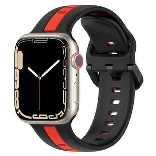 Two-Color Loop Buckle Silicone Watch Band For Apple Watch Series 8&7 41mm / SE 2&6&SE&5&4 40mm / 3&2&1 38mm(Black+Red)