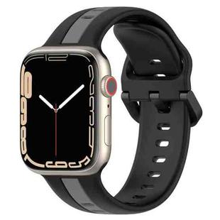 Two-Color Loop Buckle Silicone Watch Band For Apple Watch Series 8&7 41mm / SE 2&6&SE&5&4 40mm / 3&2&1 38mm(Black+Grey)