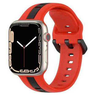 Two-Color Loop Buckle Silicone Watch Band For Apple Watch Series 8&7 41mm / SE 2&6&SE&5&4 40mm / 3&2&1 38mm(Red+Black)
