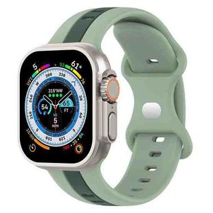 Butterfly Buckle Two-Color Silicone Watch Band For Apple Watch Ultra 49mm(Light Green+Green)