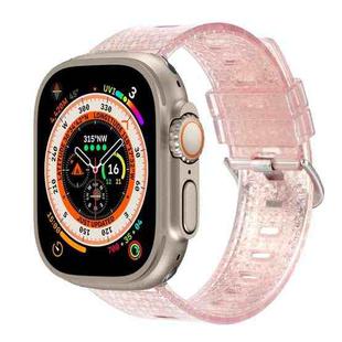 Transparent Shiny Diamond TPU Watch Band For Apple Watch Ultra 49mm / Series 8&7 45mm / SE 2&6&SE&5&4 44mm / 3&2&1 42mm(Pink)