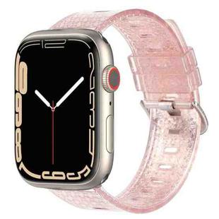 Transparent Shiny Diamond TPU Watch Band For Apple Watch Series 8&7 41mm / SE 2&6&SE&5&4 40mm / 3&2&1 38mm(Pink)