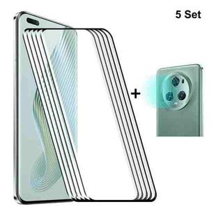 For Honor Magic5 Pro 5pcs ENKAY 0.26mm 3D Hot Bending Tempered Glass Full Film with Lens Film