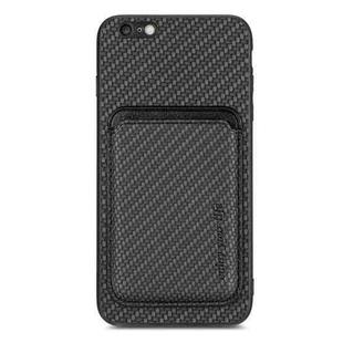 For iPhone 6 / 6s Carbon Fiber Leather Card Magsafe Magnetic Phone Case(Black)