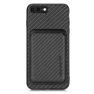 For iPhone SE 2022 / 2020 /  7 / 8 Carbon Fiber Leather Card Magsafe Magnetic Phone Case(Black)