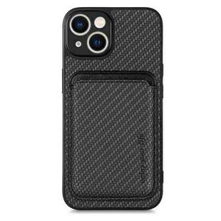 For iPhone 14 Pro Max Carbon Fiber Leather Card Magsafe Magnetic Phone Case(Black)