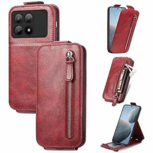 For Xiaomi Redmi K70E Zipper Wallet Vertical Flip Leather Phone Case(Red)