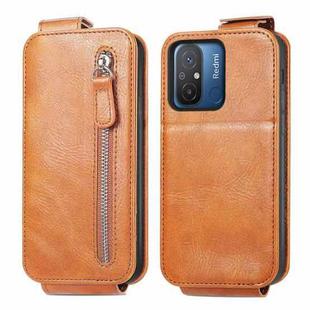 For Xiaomi Redmi 12C Zipper Wallet Vertical Flip Leather Phone Case(Brown)