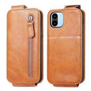 For Xiaomi Redmi A1 Zipper Wallet Vertical Flip Leather Phone Case(Brown)