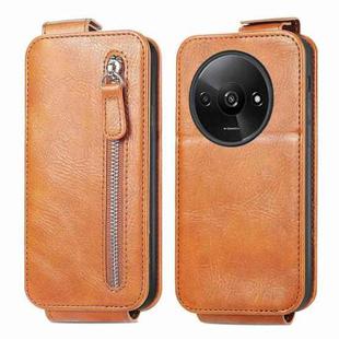 For Xiaomi Redmi A3 4G Zipper Wallet Vertical Flip Leather Phone Case(Brown)