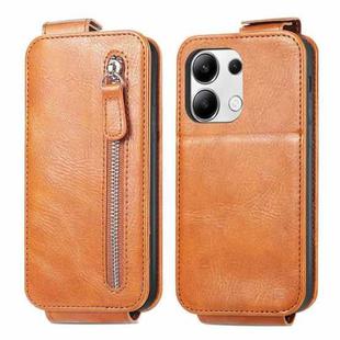 For Xiaomi Redmi Note 13 4G Zipper Wallet Vertical Flip Leather Phone Case(Brown)