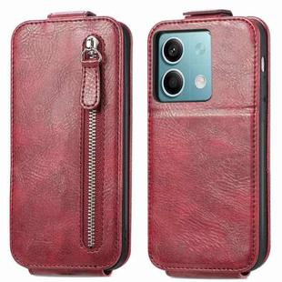 For Xiaomi Redmi Note 13 5G Zipper Wallet Vertical Flip Leather Phone Case(Red)